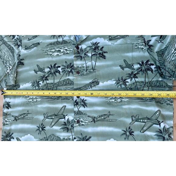 VTG RJC Hawaiian Fighter Shirt Planes USA Bomber WWII Design Mens Green‎ SIZE 2X - Picture 6 of 7
